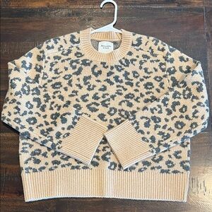 Abercrombie & Fitch Leopard Print Sweater - Beige and Gray